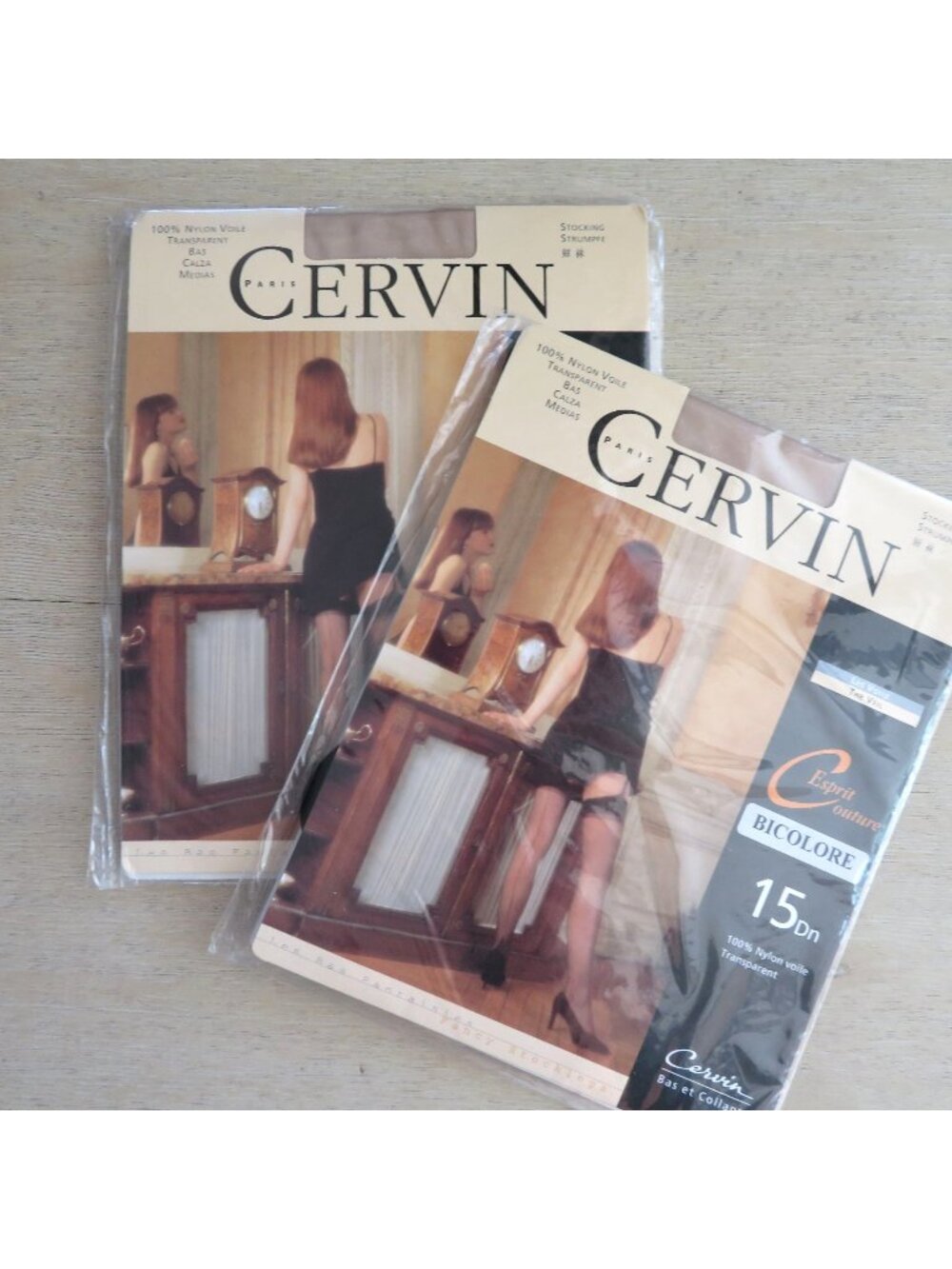 Cervin Paris Esprit Couture Bicolore Fancy Stockings 15Dn Nylon Transparent
